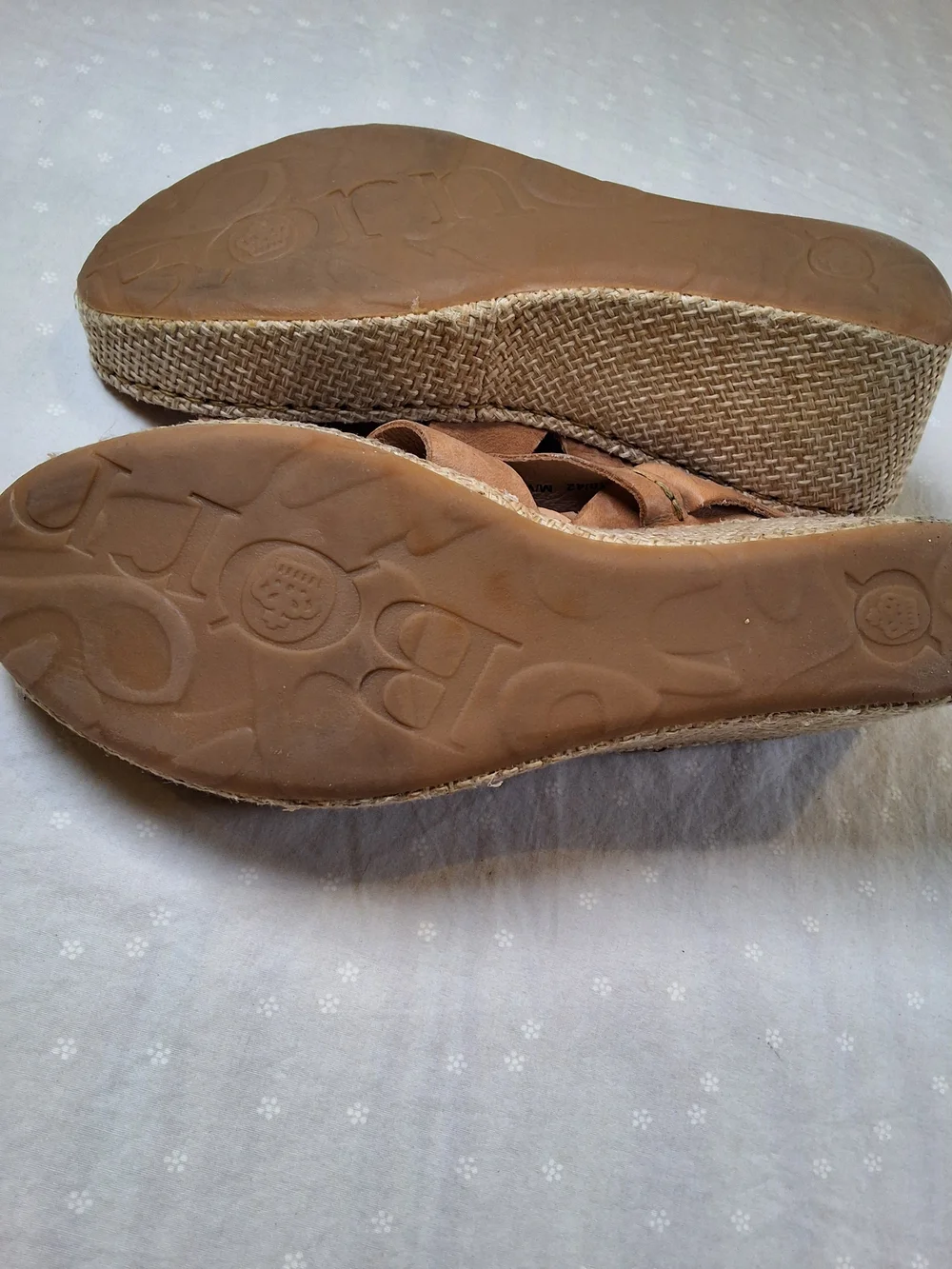 Born Women's Brown Leather Espadrille Wedge Sandals